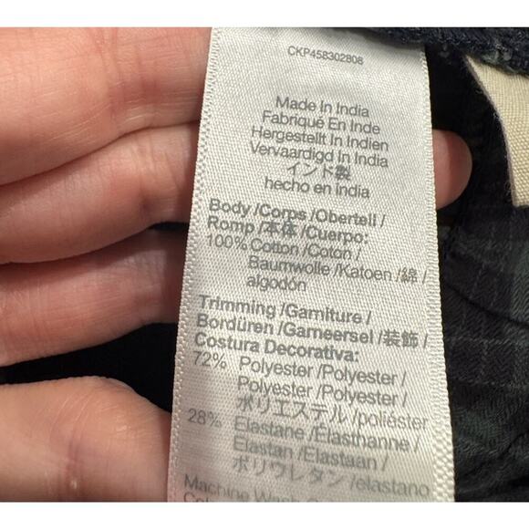 Madewell Lucie Bubble Sleeve Smocked Top Women’s Size Small Green Black Blouse - Picture 6 of 6